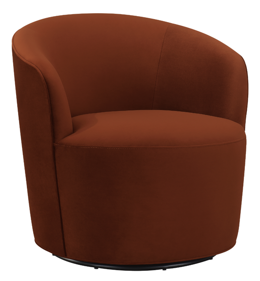 Joyce Sloped Arms Swivel Chair Burnt Orange