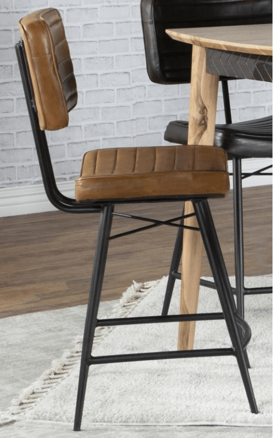 Partridge Leather Counter Height Stool in Camel - Set of 2 Chairs