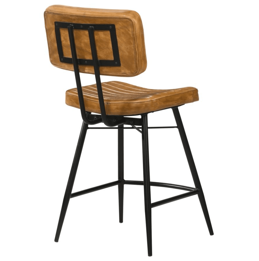 Partridge Leather Counter Height Stool in Camel - Set of 2 Chairs