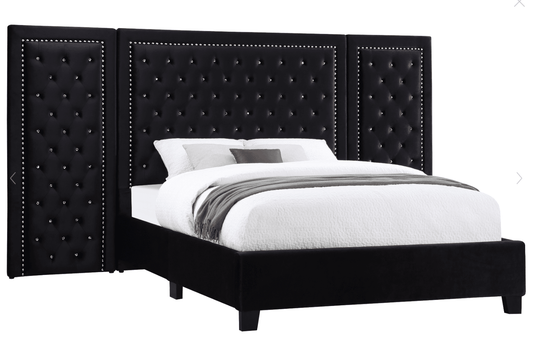 Hailey Upholstered Tufted Platform Queen Bed Black