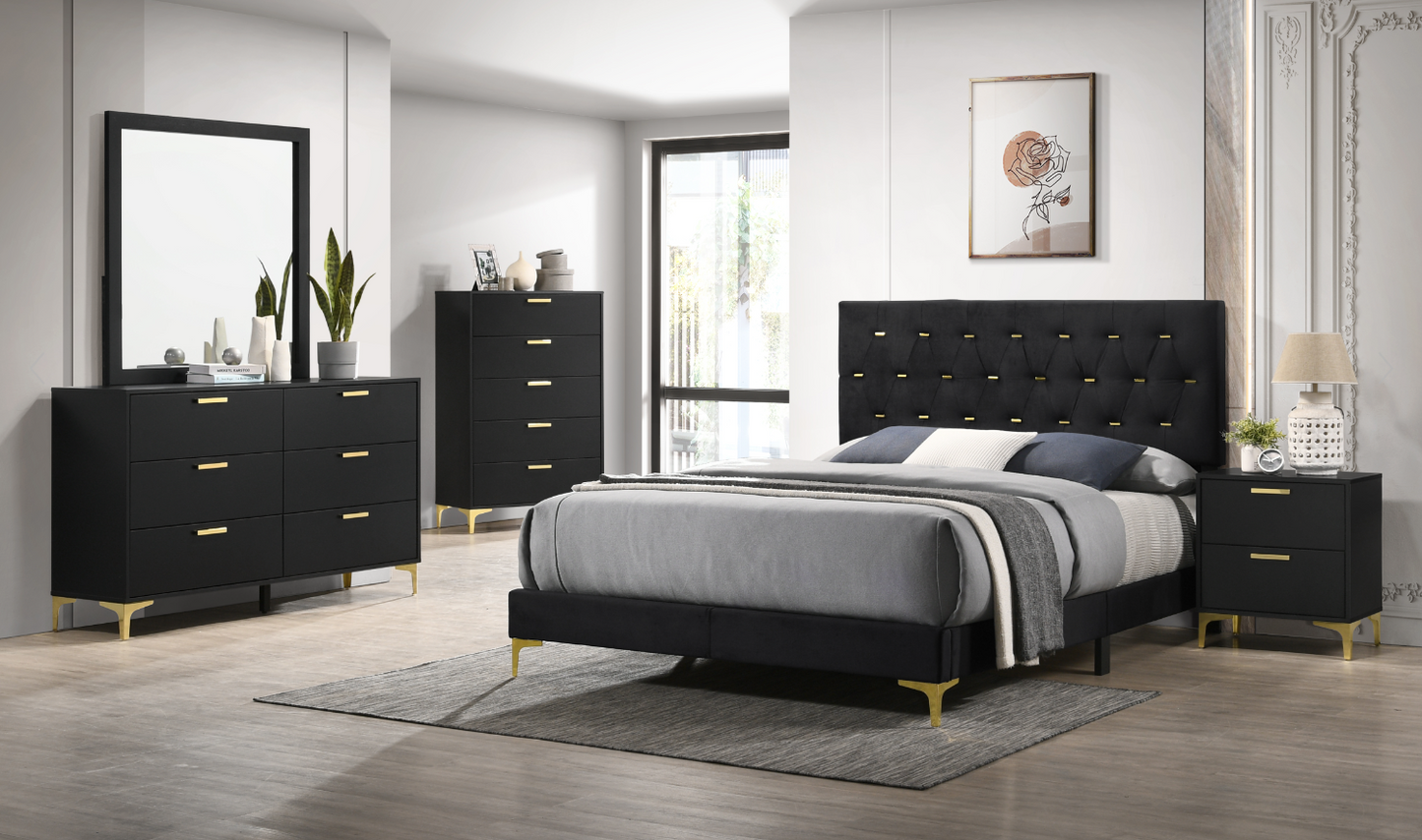 Kendall 4-Piece King Bedroom Set - Black & Gold