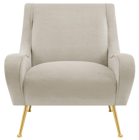 Ricci Upholstered Saddle Arms Accent Chair Stone and Gold