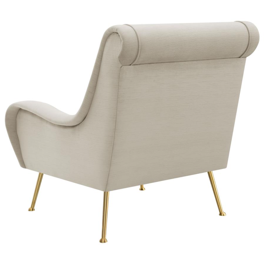 Ricci Upholstered Saddle Arms Accent Chair Stone and Gold