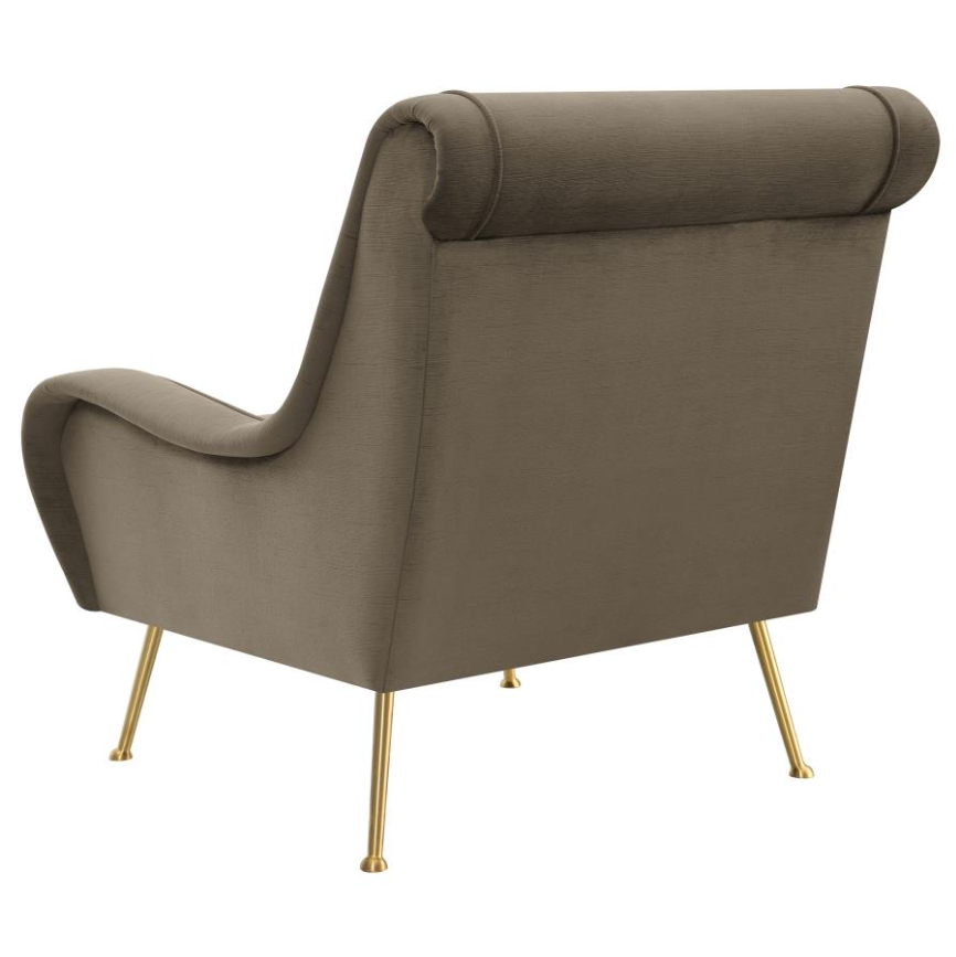 Ricci Upholstered Saddle Arms Accent Chair Truffle and Gold