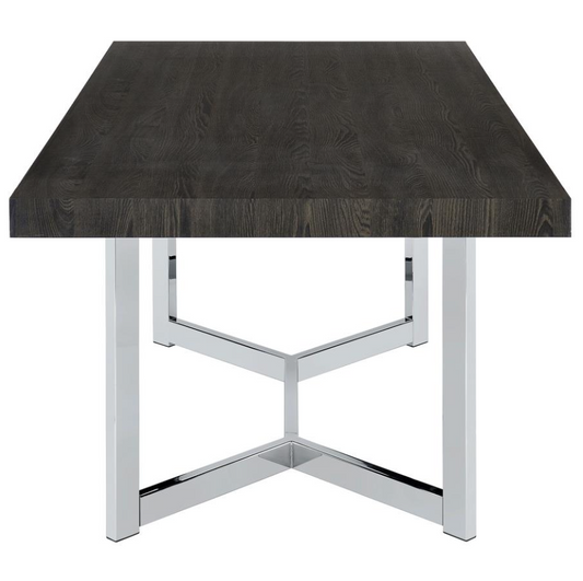 Benson Rectangular Trestle Base Dining Table Dark Oak and Chrome