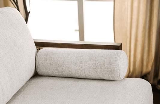 Alesund Mid-Century Modern Sofa with Rattan Accents - Beige & Walnut