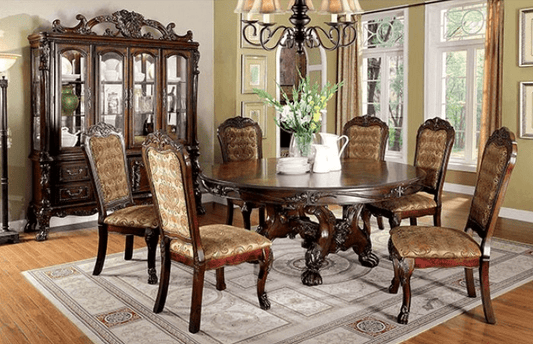 Medieve Traditional 7-Piece Claw Foot Dining Set - Cherry
