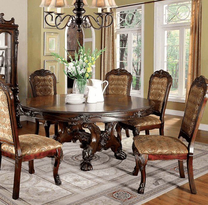 Medieve Traditional 7-Piece Claw Foot Dining Set - Cherry
