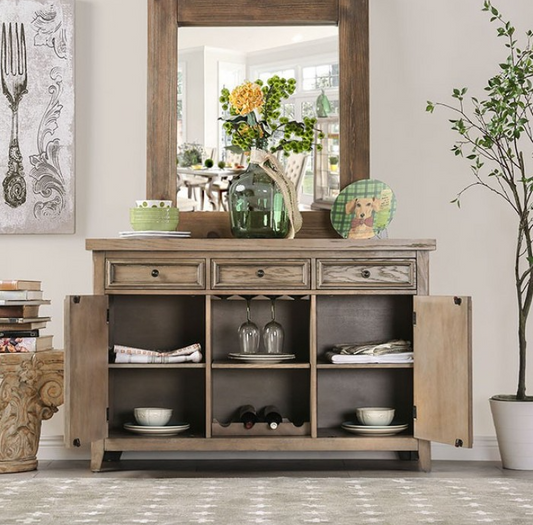 Patience Rustic Sideboard with Wine Storage - Rustic Natural