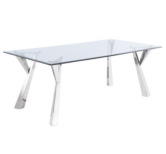 Alaia Rectangular Glass Top Dining Table Clear And Chrome