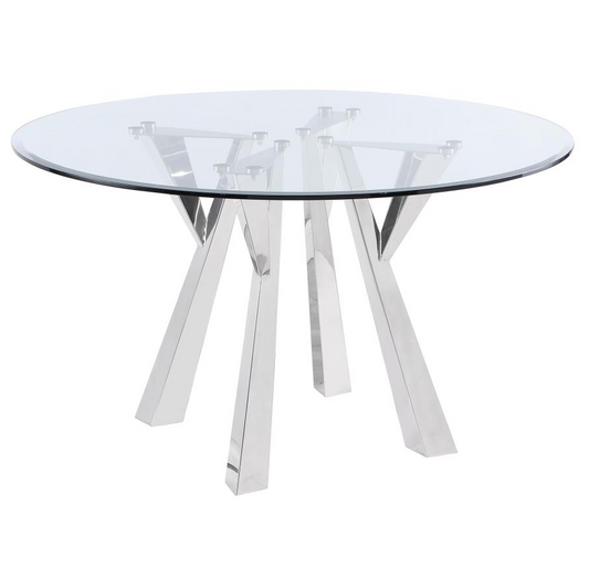 Alaia Round Glass Top Dining Table Clear And Chrome