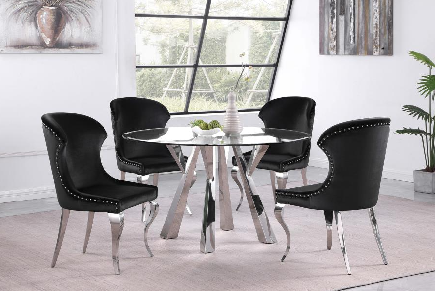 Alaia Round Glass Top Dining Table Clear And Chrome