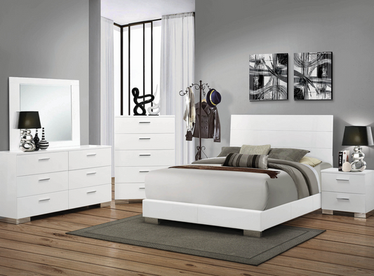 Felicity Modern High Gloss King Panel Bed