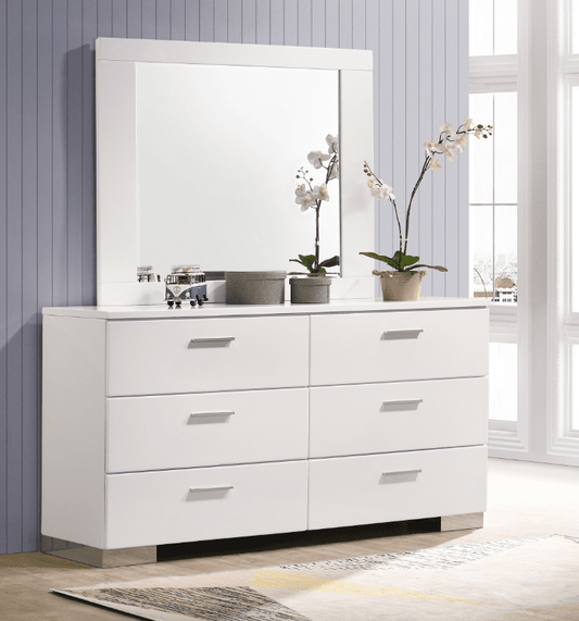 Roxbury Modern White Low Profile King Bed with LED Lighting