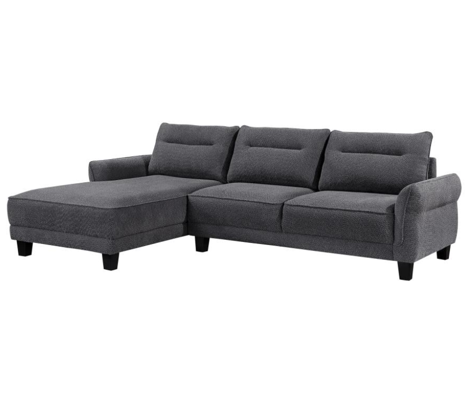 Caspian Upholstered Curved Arms Sectional Sofa Gray and Black