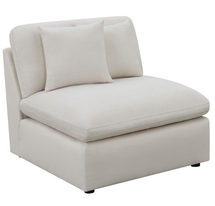 Hobson White Linen Sectional with Feather Seating & Stain Treated Fabric