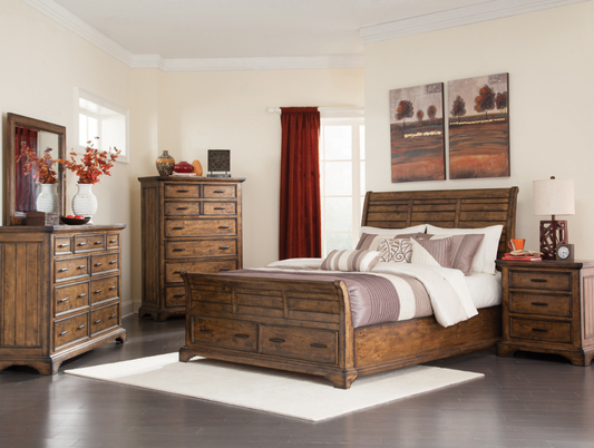 Grove Vintage Bourbon Finish Solid Wood Queen Storage Bed