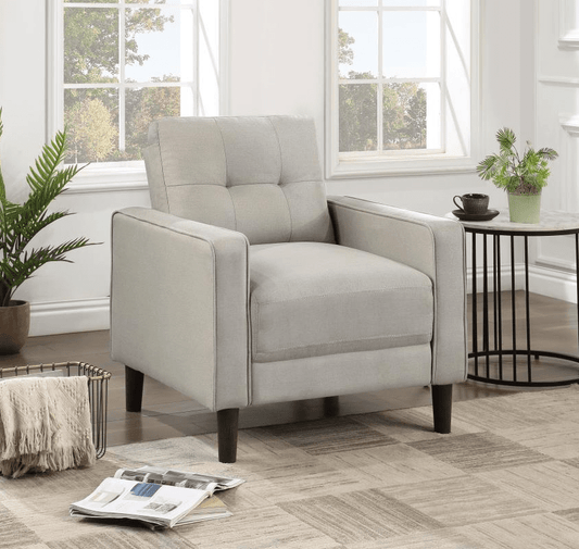 Bowen Upholstered Track Arms Tufted Chair Grey or Beige