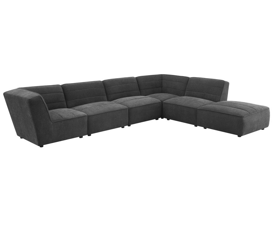 Sunny 6-piece Upholstered Sectional in Charcoal Boucle Fabric