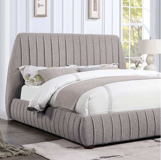 Sherise Modern Boucle Upholstered Queen Bed - Gray