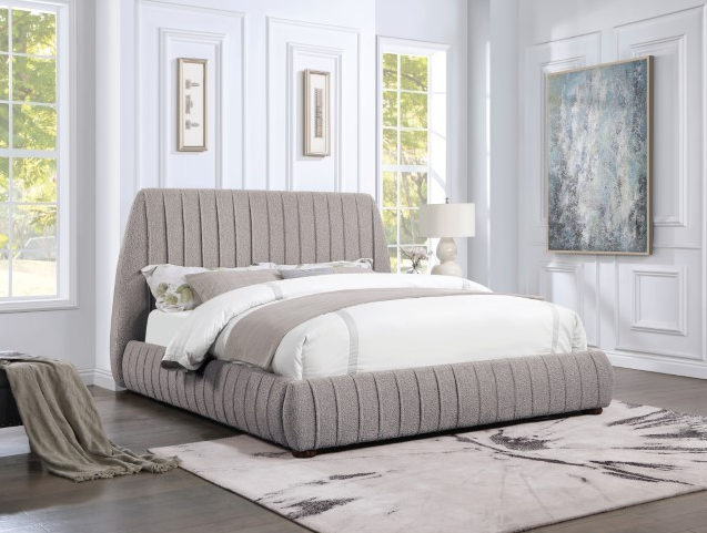 Sherise Modern Boucle Upholstered King Bed - Gray