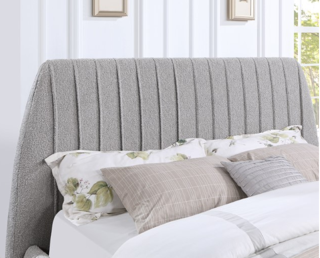 Sherise Modern Boucle Upholstered King Bed - Gray
