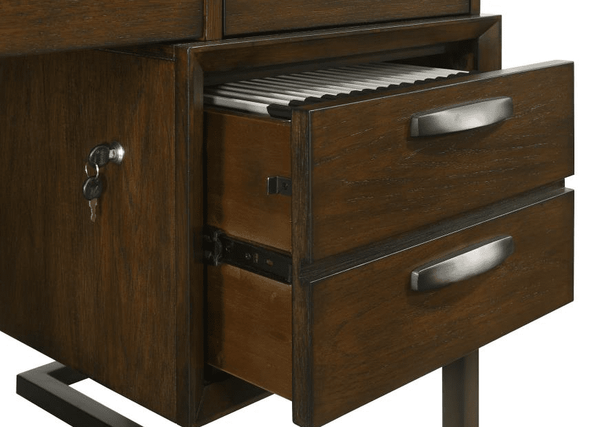 Marshall 6-drawer Executive Desk Dark Walnut and Gunmetal