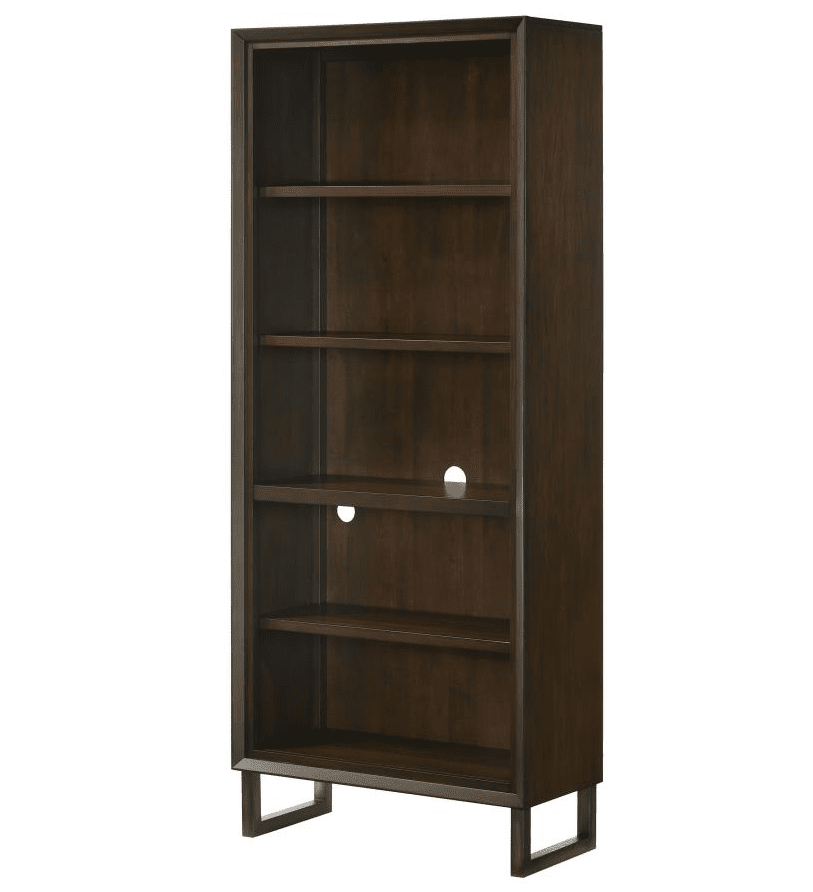 Marshall 4-shelf Bookcase Dark Walnut and Gunmetal
