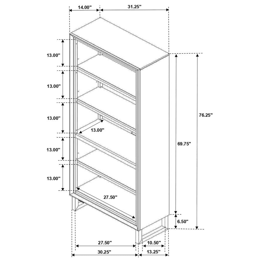 Marshall 4-shelf Bookcase Dark Walnut and Gunmetal