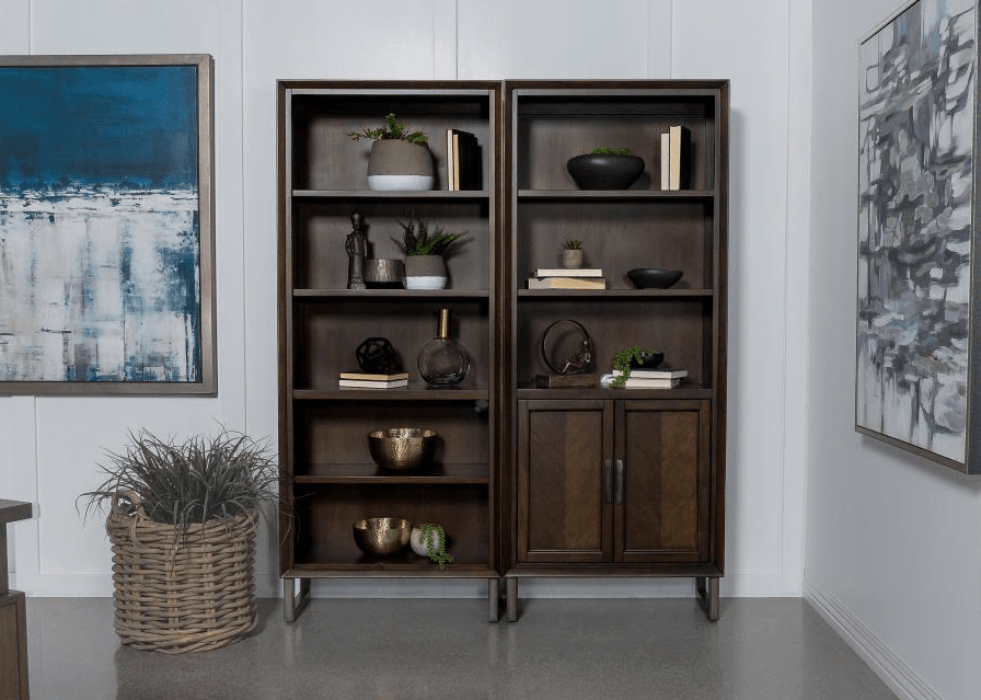 Marshall 4-shelf Bookcase Dark Walnut and Gunmetal