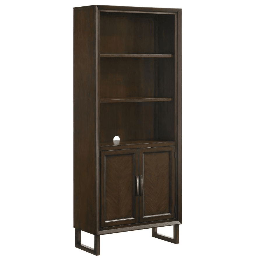 Marshall 3-shelf Bookcase With Storage Cabinet Dark Walnut and Gunmetal