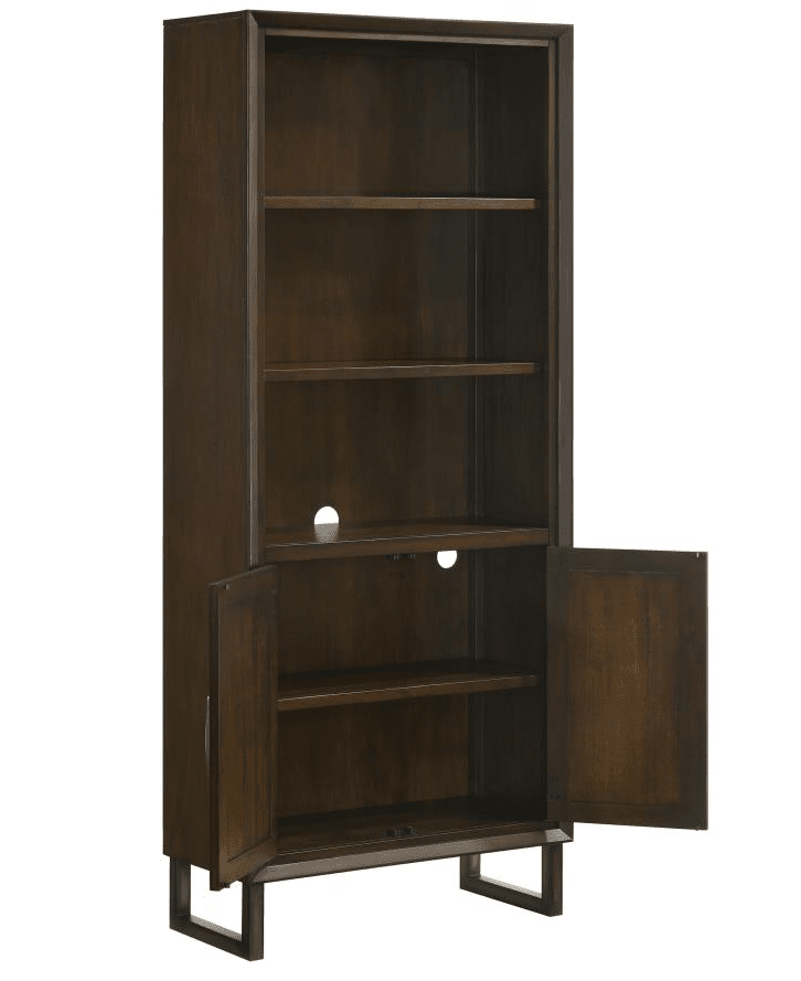 Marshall 3-shelf Bookcase With Storage Cabinet Dark Walnut and Gunmetal