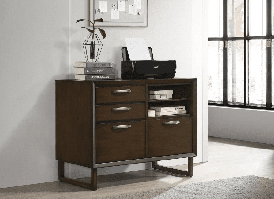 Marshall 4-drawer File Cabinet Dark Walnut and Gunmetal