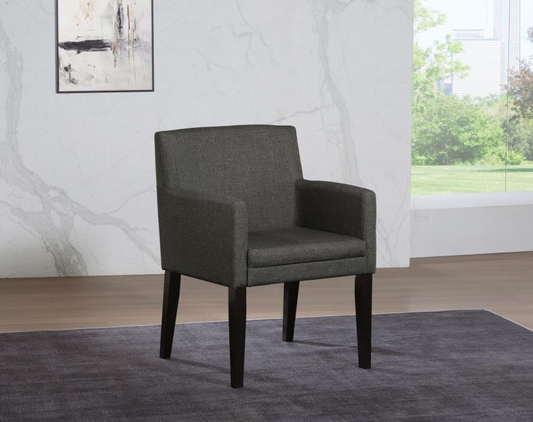 Catherine Upholstered Dining Arm Chair Charcoal Grey and Black Set of 2