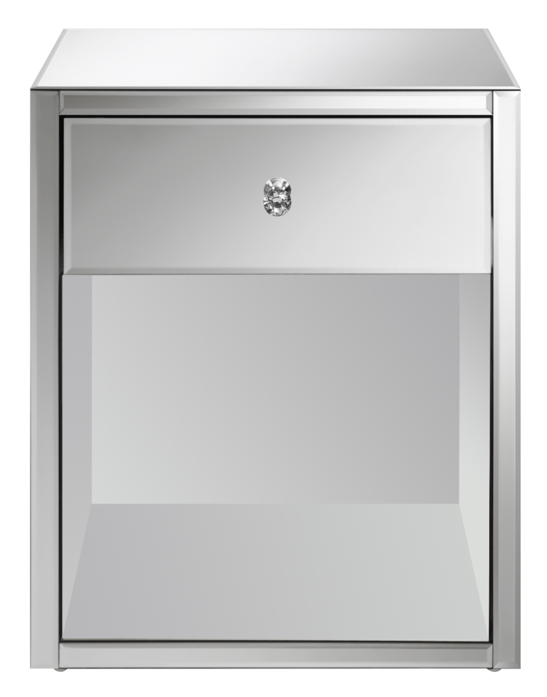 Coquette 1-Drawer Rectangular Accent Table Mirror