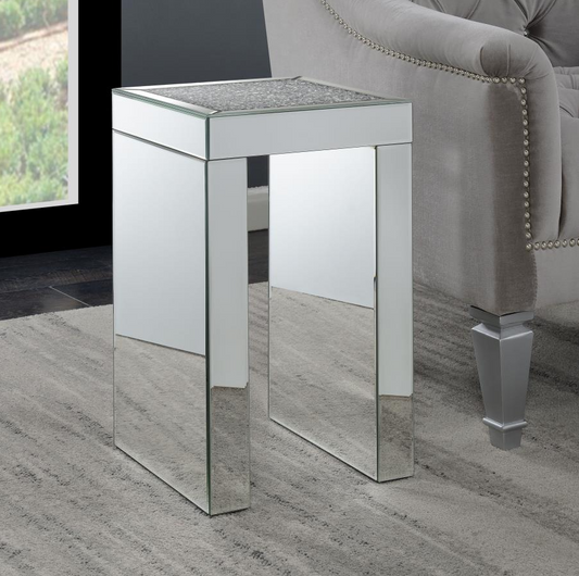 Square Chairside Table Clear Mirror