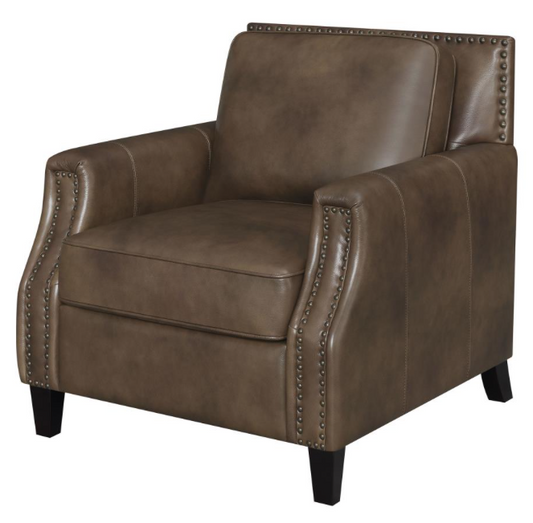 Leaton Upholstered Recessed Arm Chair Brown Sugar