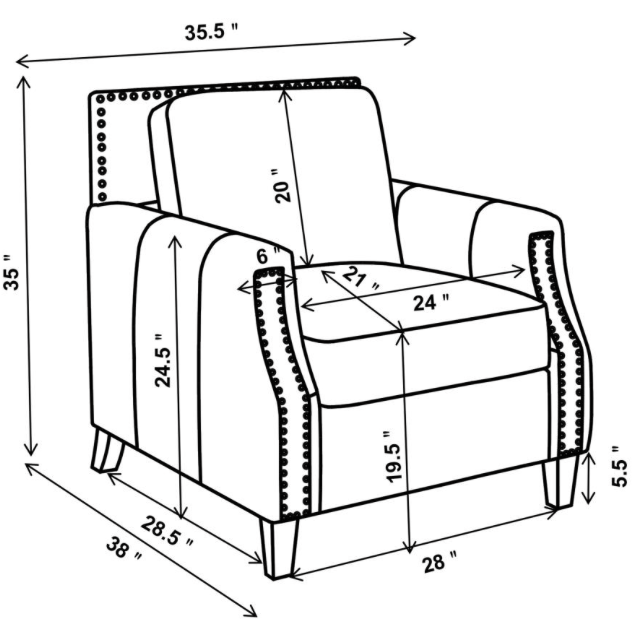 Leaton Upholstered Recessed Arm Chair Brown Sugar