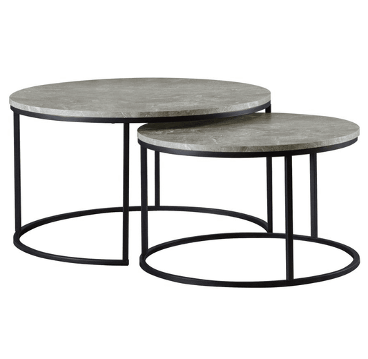 Lainey Round 2-piece Nesting Coffee Table Grey and Gunmetal