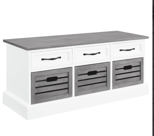Alma 3-drawer Storage Bench White and Weathered Grey