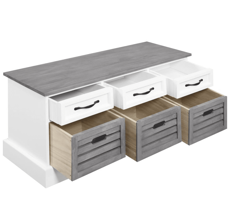 Alma 3-drawer Storage Bench White and Weathered Grey