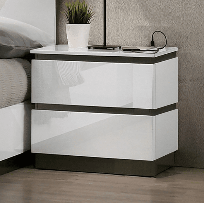 White high gloss online nightstand