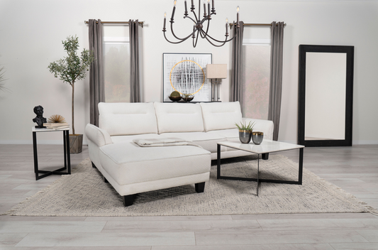 Caspian Reversible Curved Arms Sectional Sofa White and Black