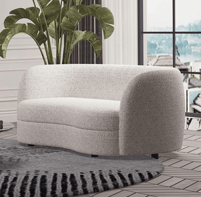 Versoix Contemporary Living Room Set in Off-White Boucle