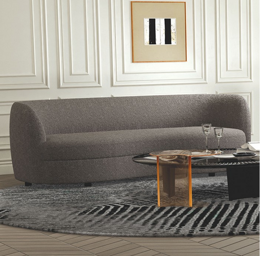 Versoix Contemporary Sofa in Charcoal Gray Boucle