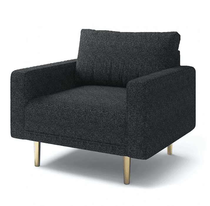 Elverum Chic Upholstered Living Room Set with Wooden Feet - Black Boucle