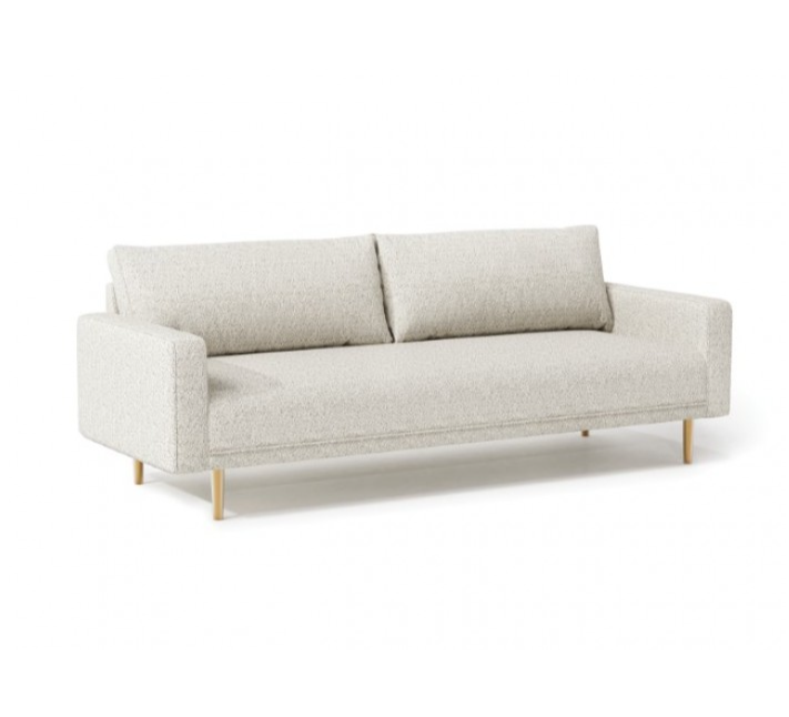 Elverum Chic Upholstered Sofa with Wooden Feet - Off-White Boucle