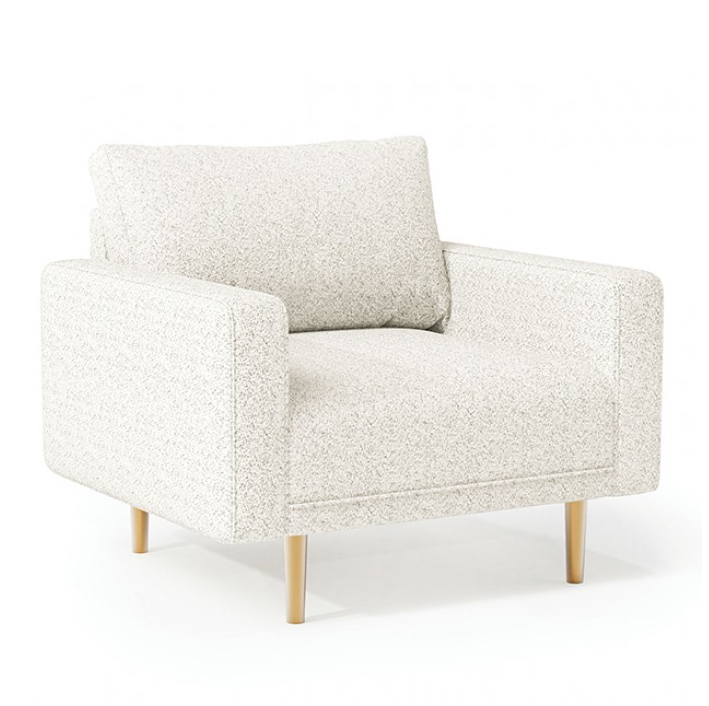 Elverum Chic Upholstered Sofa with Wooden Feet - Off-White Boucle