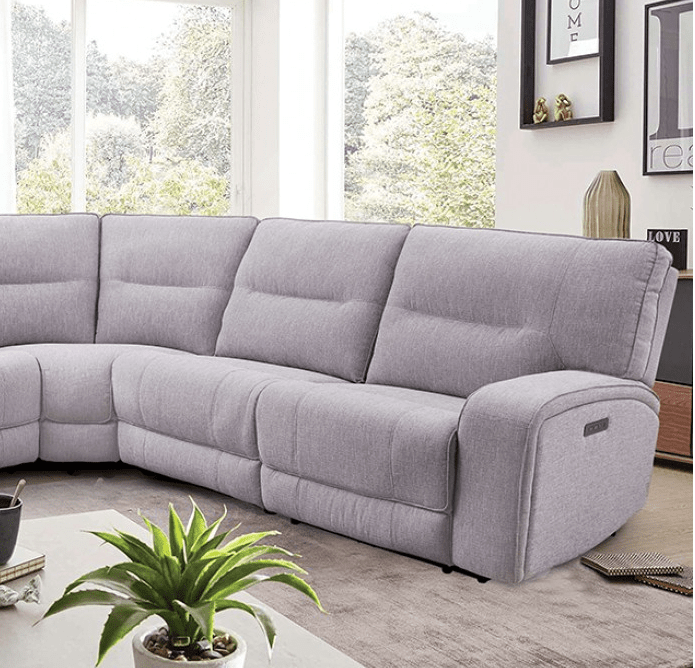 Tyrone Transitional Power Sectional in Light Gray