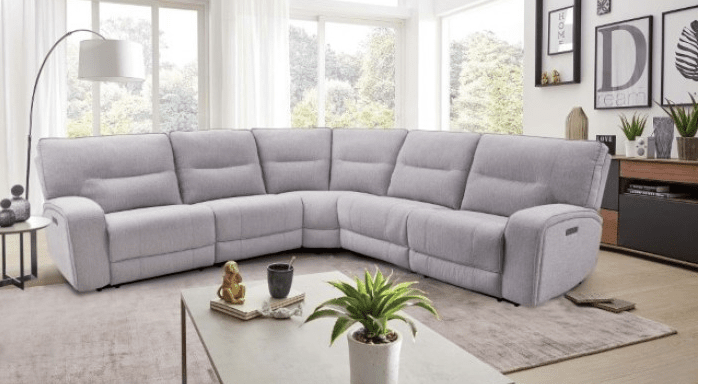 Tyrone Transitional Power Sectional in Light Gray
